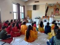 Dharmapracharaka Dr. Chaitanya Gulvady, Sanchalaka-s, and Sadhaka-s interact with with local Saraswats, College faculty, and students of Vivekanand Group of Colleges, Mathura Pass, Aligarh (19 March 2025)